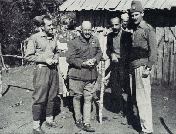 Brig 'Trotsky' Davies (centre) with Fred Nosi (left) and Major Neil 'Billy' McLean, at Bizë October 1944